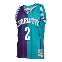 NBA Larry Johnson Teal/Purple Charlotte Hornets Hardwood Classics 1992/93 Split Swingman Jersey