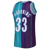 NBA Alonzo Mourning Teal/Purple Charlotte Hornets Hardwood Classics 1992/93 Split Swingman Jersey