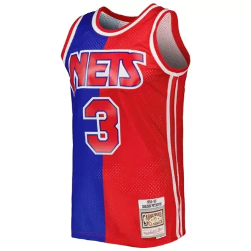 Hardwood Classic Teams Drazen Petrovic Blue/Red New Jersey Nets Classics 1992/93 Split Swingman
