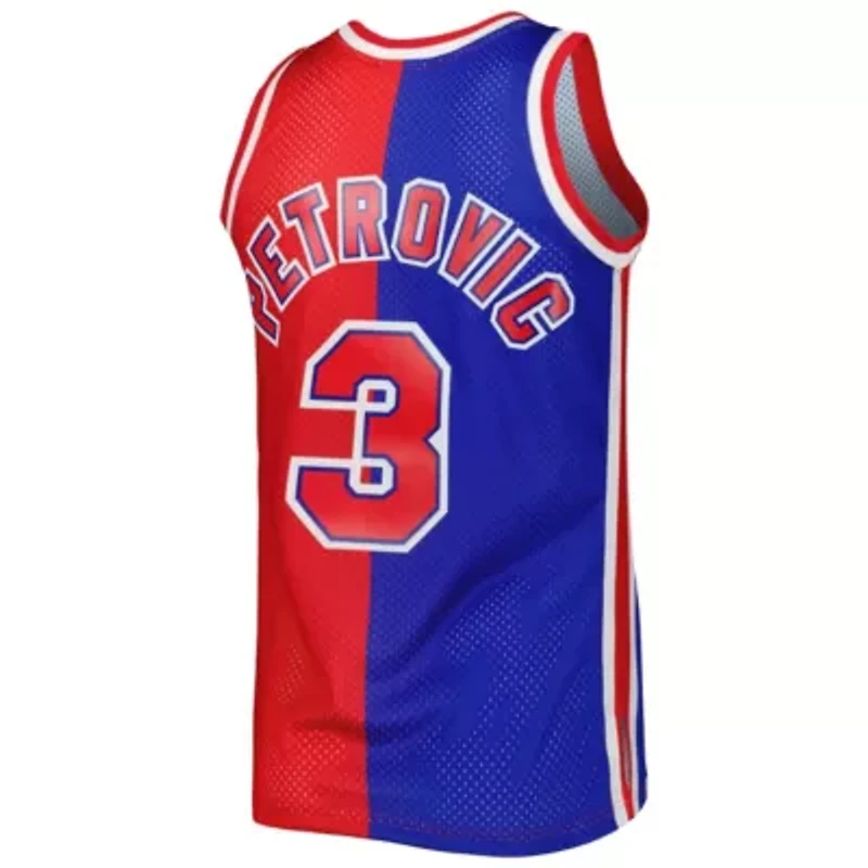 Hardwood Classic Teams Drazen Petrovic Blue/Red New Jersey Nets Classics 1992/93 Split Swingman