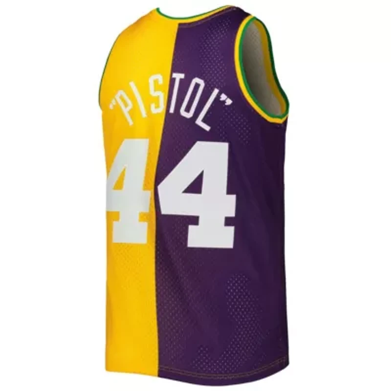 Hardwood Classic Teams Pete Maravich New Orleans Jazz Classics 1974/75 Split Swingman Jersey