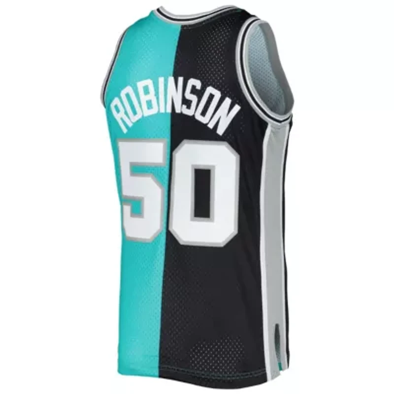 NBA David Robinson Black/Teal San Antonio Spurs Hardwood Classics 1998/99 Split Swingman Jersey