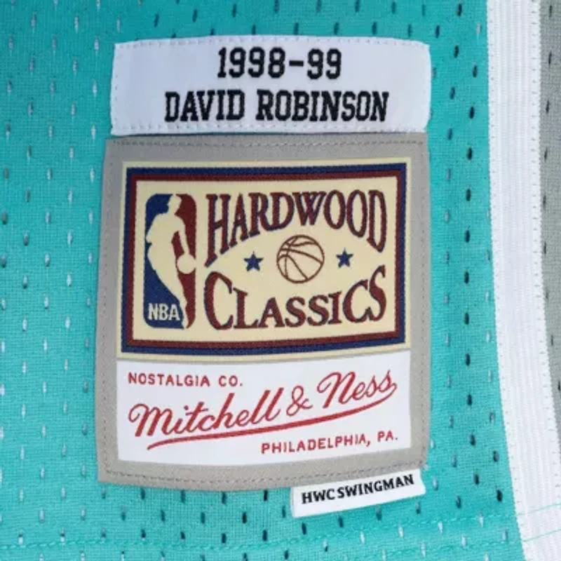 NBA David Robinson Black/Teal San Antonio Spurs Hardwood Classics 1998/99 Split Swingman Jersey