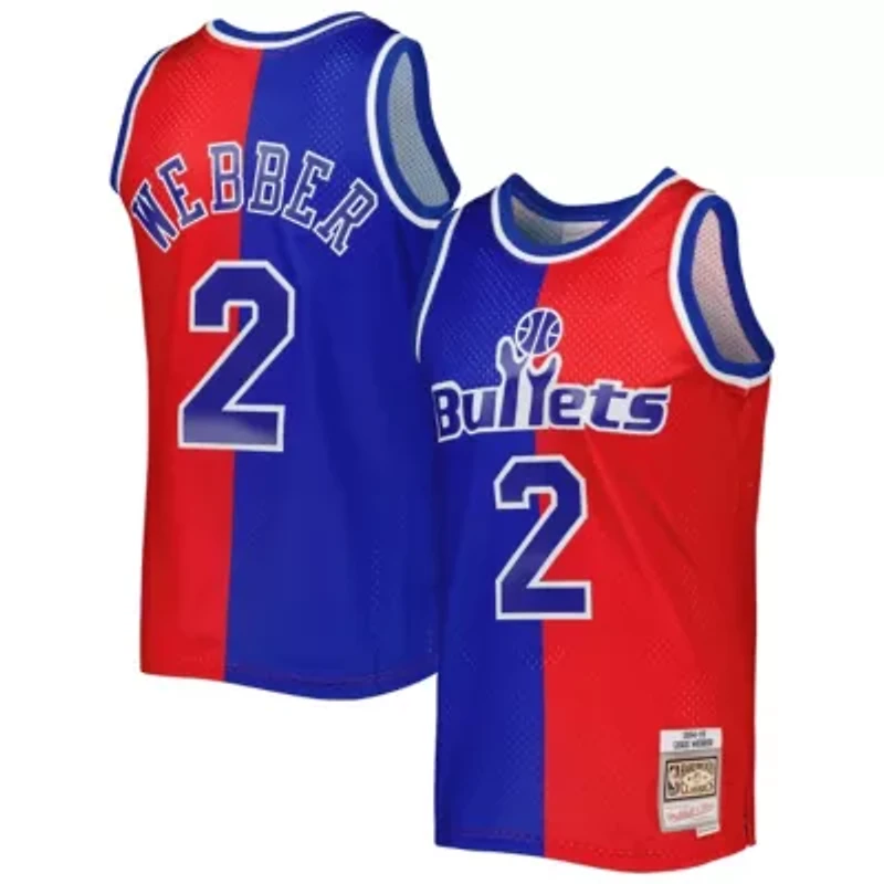 Hardwood Classic Teams Chris Webber Blue/Red Washington Bullets Classics 1994/95 Split Swingman Jersey