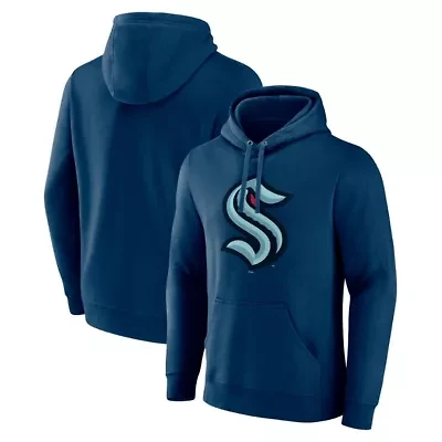 NHL Fanatics Deep Sea Seattle Kraken Primary Logo Pullover Hoodie