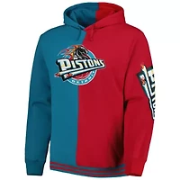NBA Teal/Red Detroit Pistons Big & Tall Hardwood Classics Split Pullover Hoodie
