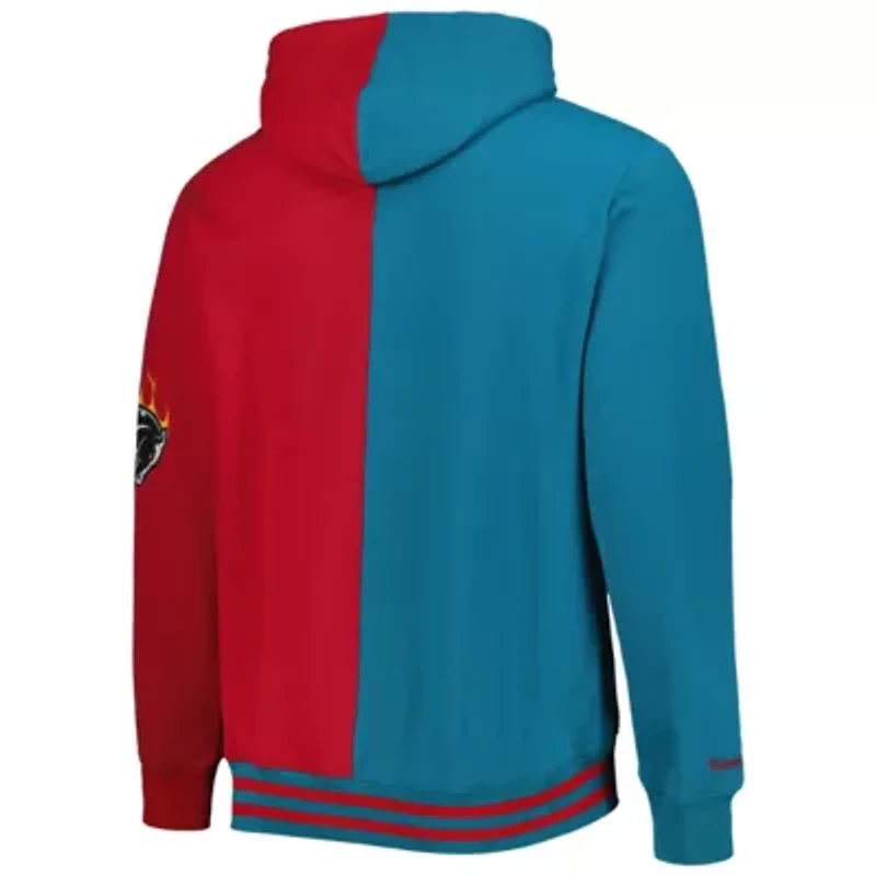 NBA Teal/Red Detroit Pistons Big & Tall Hardwood Classics Split Pullover Hoodie
