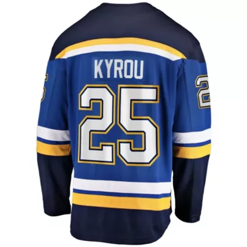 NHL Fanatics Jordan Kyrou St. Louis Blues Home Team Breakaway Player Jersey