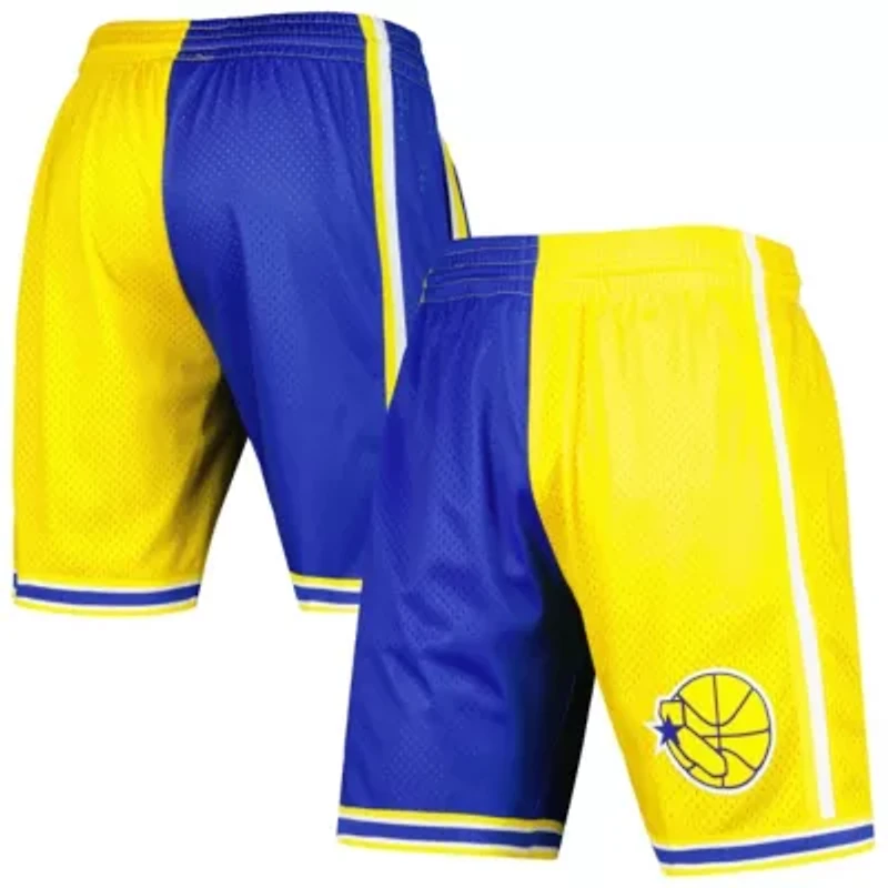 NBA Royal/Gold Golden State Warriors Hardwood Classics 1995 Split Swingman Shorts