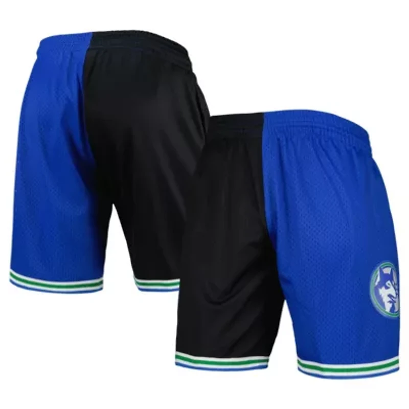 NBA Black/Blue Minnesota Timberwolves Hardwood Classics 1993 Split Swingman Shorts