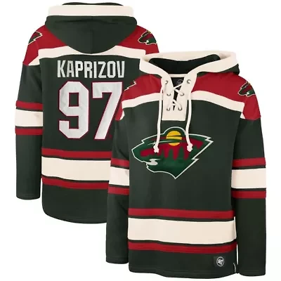NHL Kirill Kaprizov Minnesota Wild Player Name & Number Lacer Pullover Hoodie