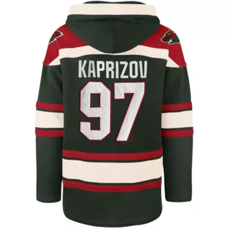 NHL Kirill Kaprizov Minnesota Wild Player Name & Number Lacer Pullover Hoodie