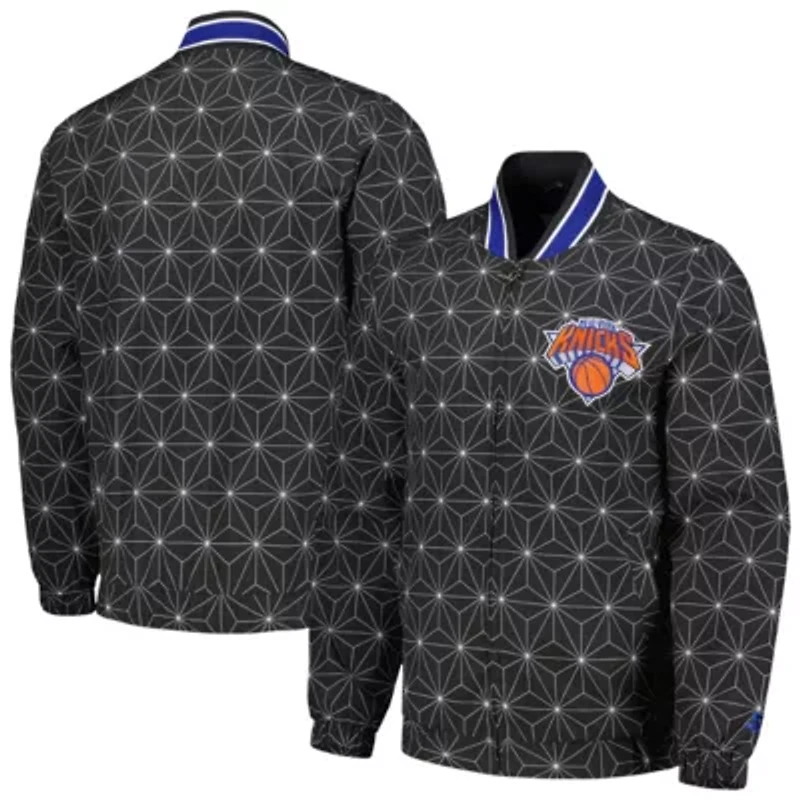 NBA New York Knicks In-Field Play Fashion Satin Full-Zip Varsity Jacket