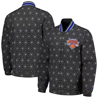 NBA New York Knicks In-Field Play Fashion Satin Full-Zip Varsity Jacket