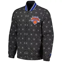 NBA New York Knicks In-Field Play Fashion Satin Full-Zip Varsity Jacket