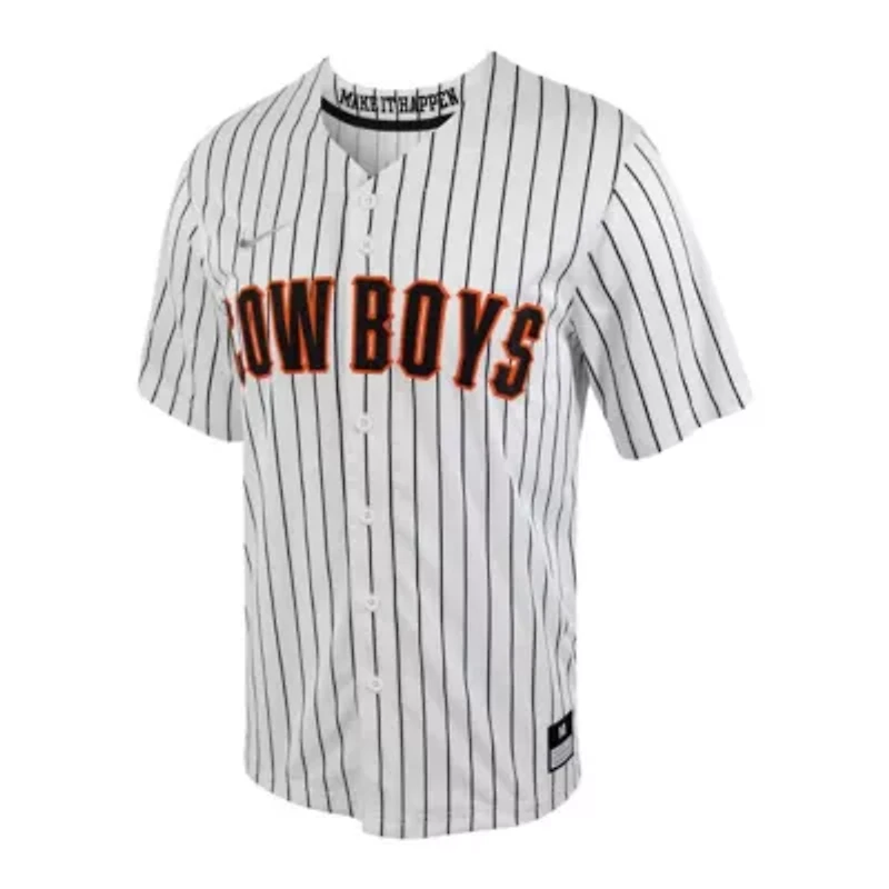 NCAA Nike Oklahoma State Cowboys Pinstripe Replica Full-Button Baseball Jersey