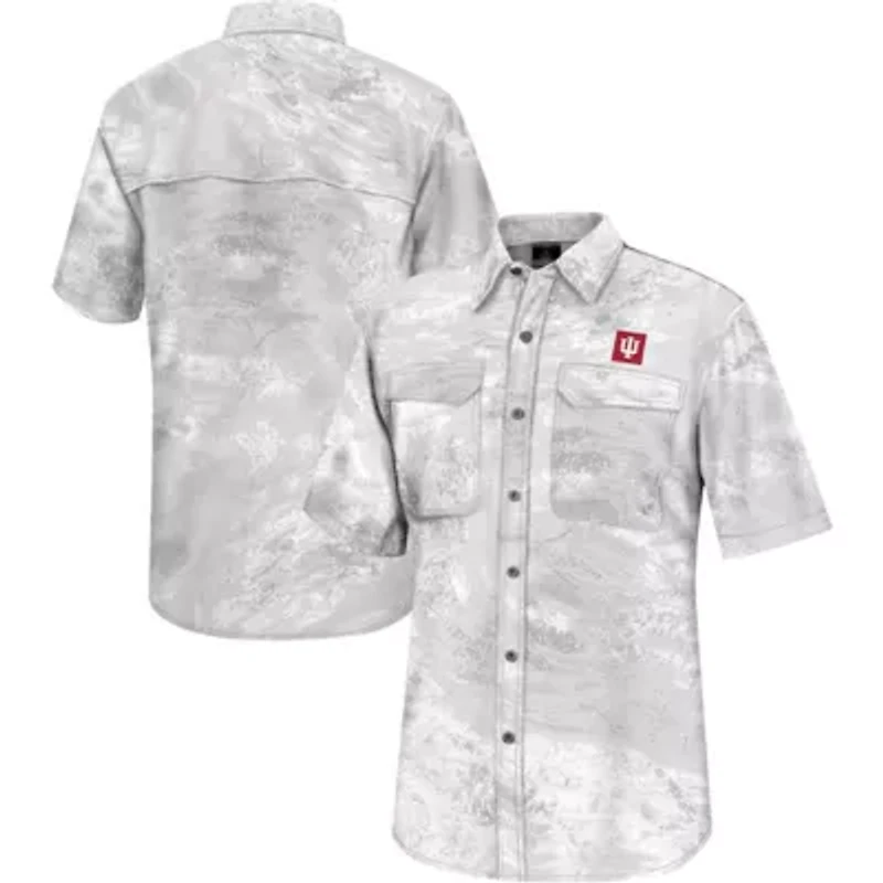 NCAA Indiana Hoosiers Realtree Aspect Charter Full-Button Fishing Shirt