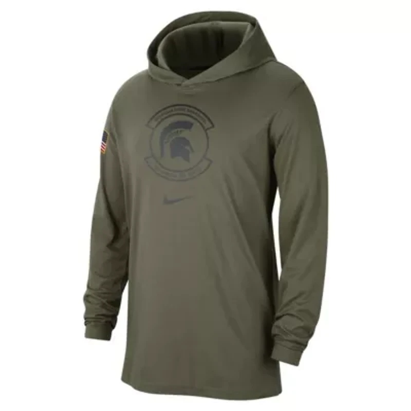 NCAA Nike Michigan State Spartans Military Pack Long Sleeve Hoodie T-Shirt
