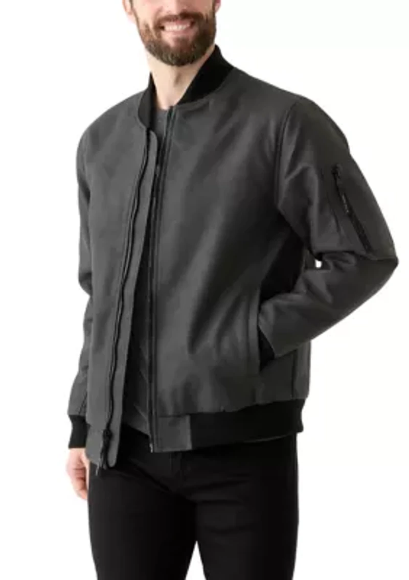 Men's Faux Leather Bomber Jacket