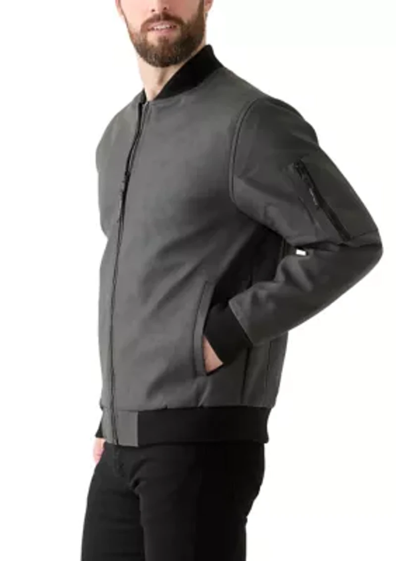 Men's Faux Leather Bomber Jacket
