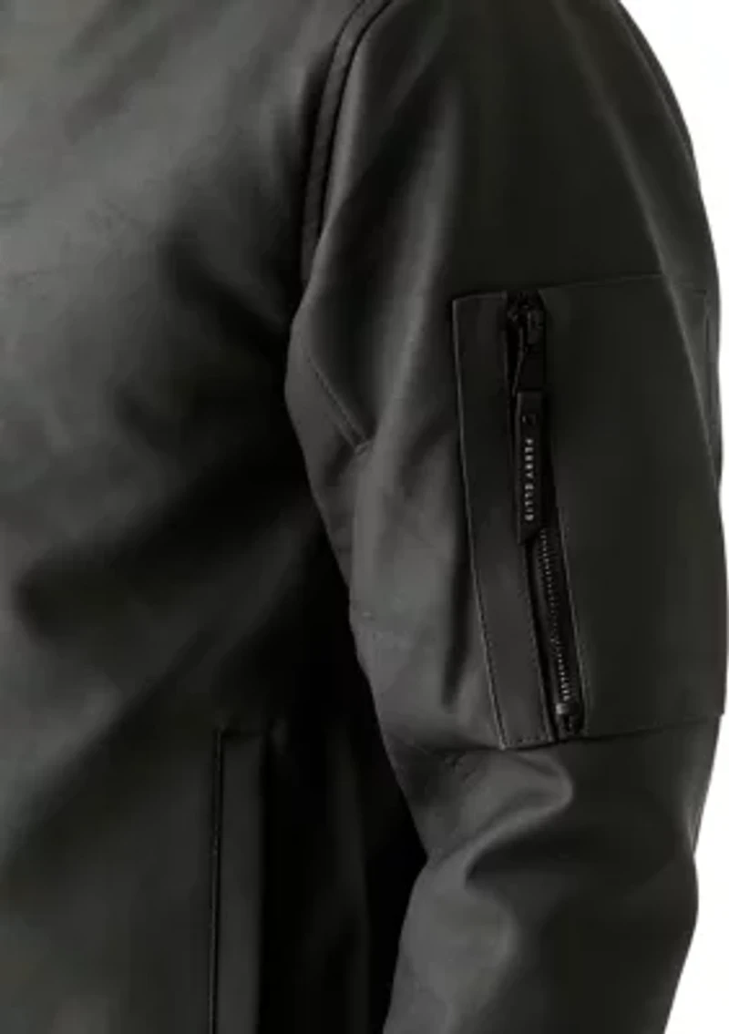Men's Faux Leather Bomber Jacket