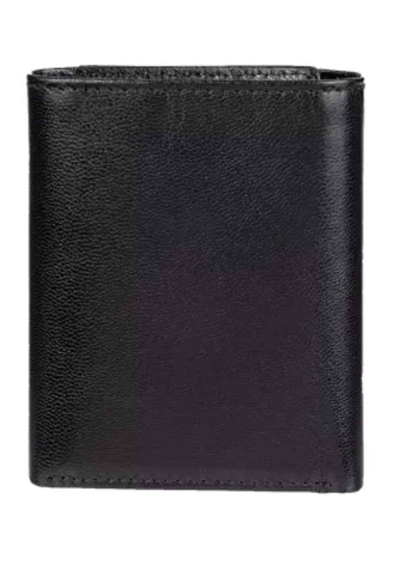 RFID Leather Extra Capacity Trifold Wallet
