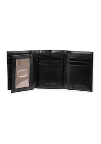 RFID Leather Extra Capacity Trifold Wallet