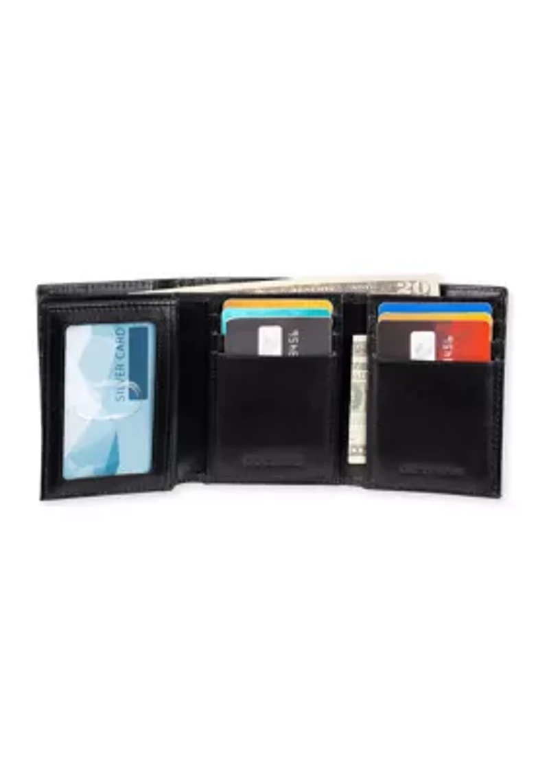 RFID Leather Extra Capacity Trifold Wallet