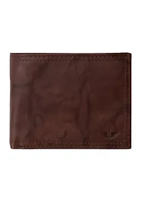 RFID Leather Traveler Wallet with Interior Zipper