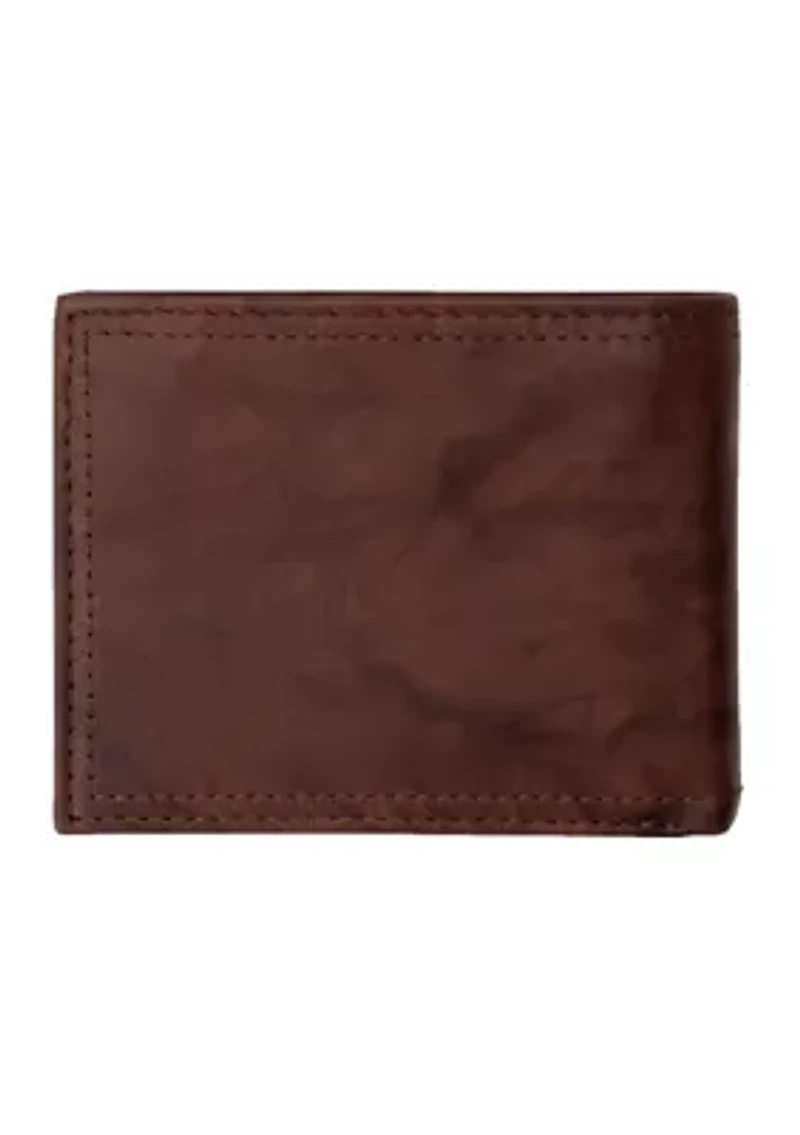 RFID Leather Traveler Wallet with Interior Zipper
