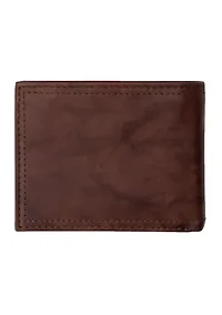 RFID Leather Traveler Wallet with Interior Zipper