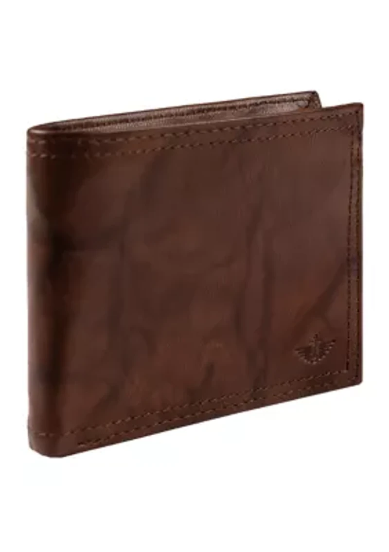 RFID Leather Traveler Wallet with Interior Zipper
