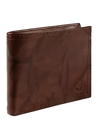 RFID Leather Traveler Wallet with Interior Zipper