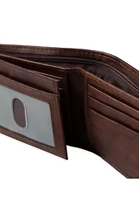 RFID Leather Traveler Wallet with Interior Zipper