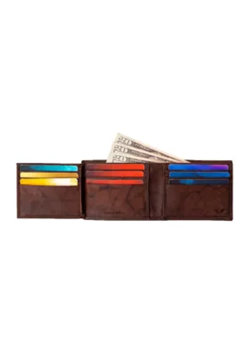 RFID Leather Traveler Wallet with Interior Zipper