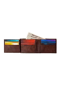 RFID Leather Traveler Wallet with Interior Zipper