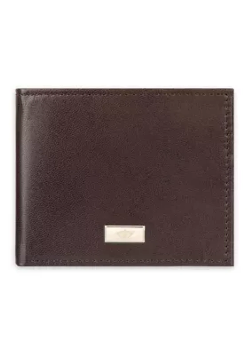 Extra Capacity Leather Two Tone Ornament Bifold Wallet