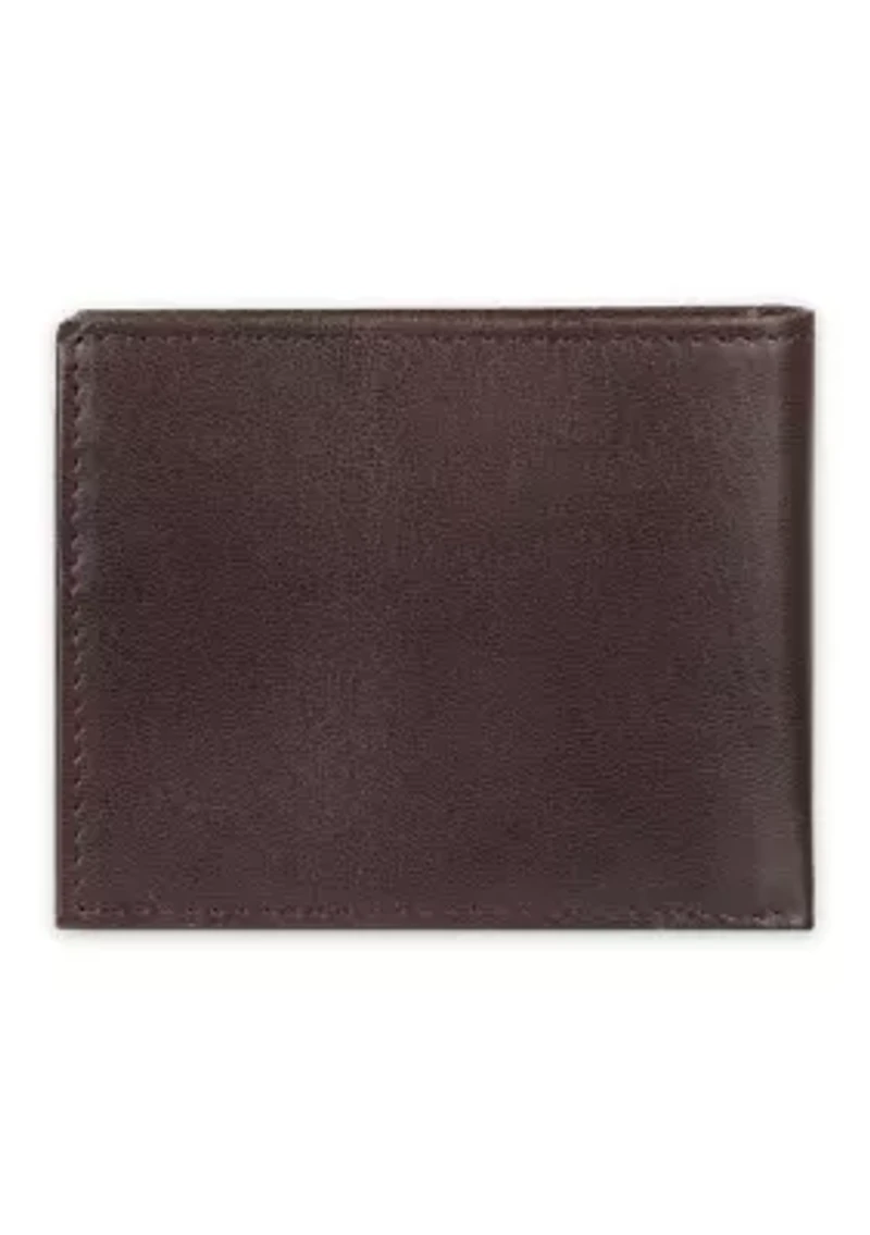 Extra Capacity Leather Two Tone Ornament Bifold Wallet