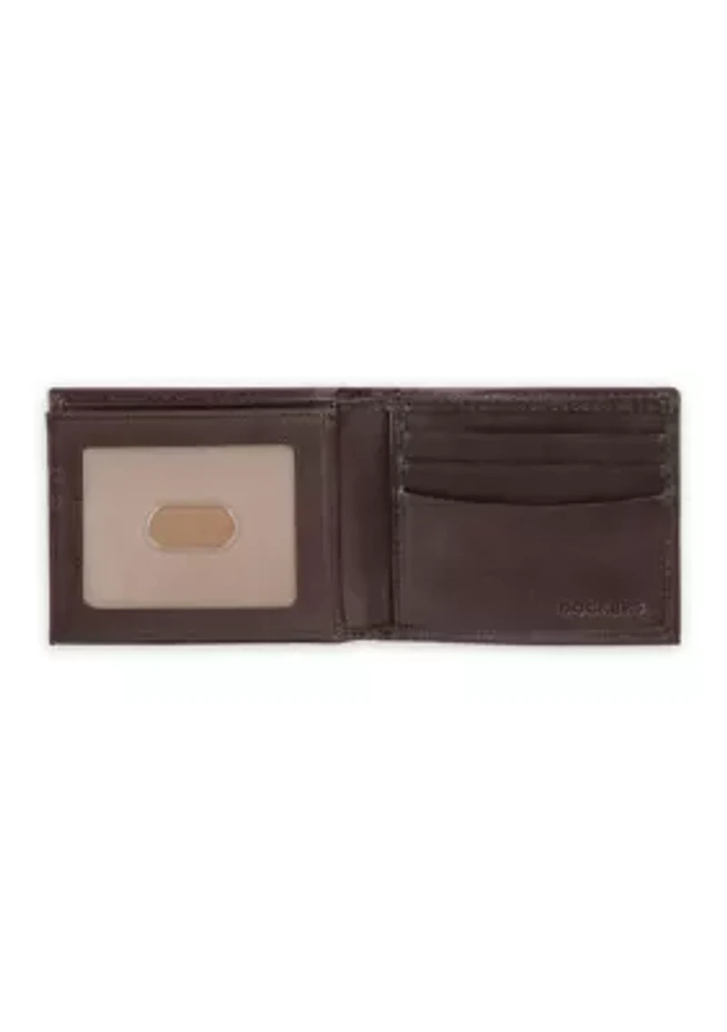 Extra Capacity Leather Two Tone Ornament Bifold Wallet