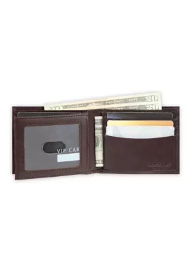 Extra Capacity Leather Two Tone Ornament Bifold Wallet