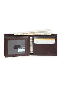 Extra Capacity Leather Two Tone Ornament Bifold Wallet
