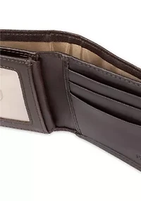 Extra Capacity Leather Two Tone Ornament Bifold Wallet
