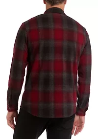 Men's Long Sleeve Plaid Stretch Flannel Shirt