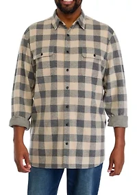 Big & Tall Long Sleeve Plaid Stretch Flannel Shirt