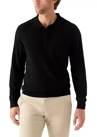 Men's Long Sleeve Covered Placket Polo Shirt