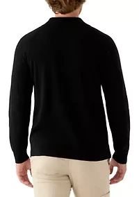 Men's Long Sleeve Covered Placket Polo Shirt