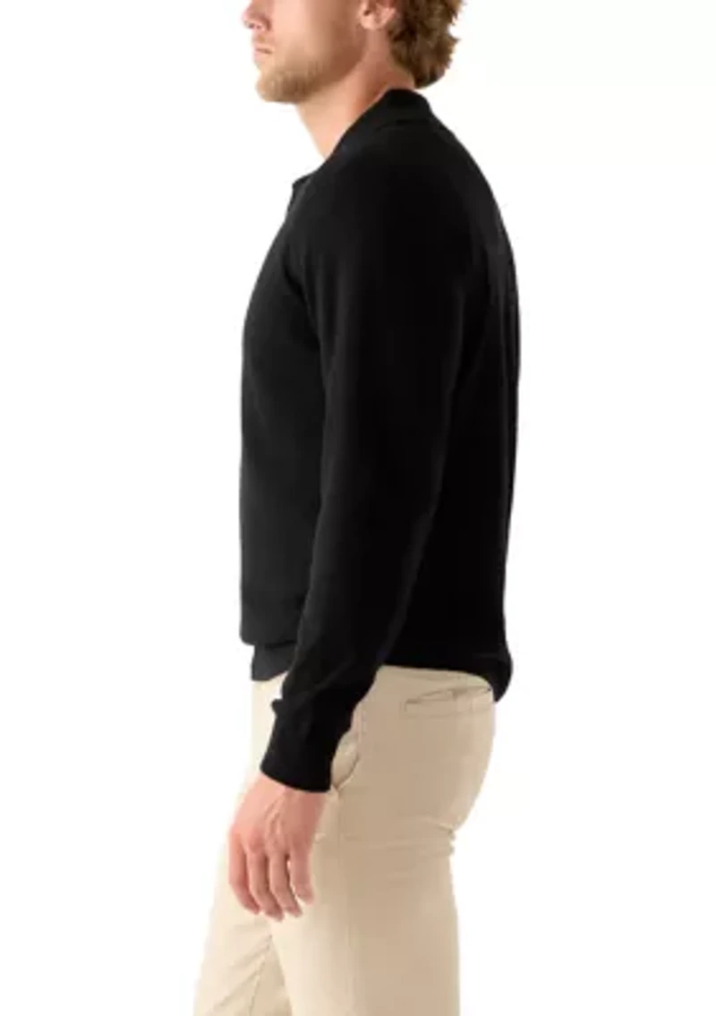 Men's Long Sleeve Covered Placket Polo Shirt