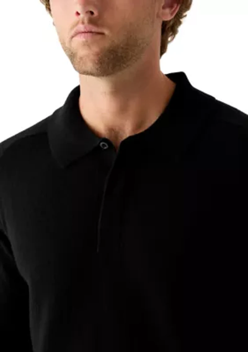Men's Long Sleeve Covered Placket Polo Shirt
