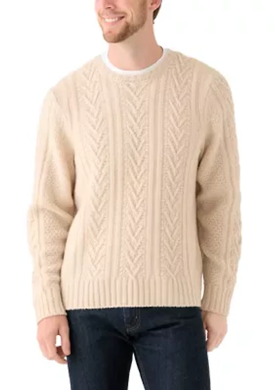 Men's Creamy Heather Cashmere Fisherman Crew Neck Sweater