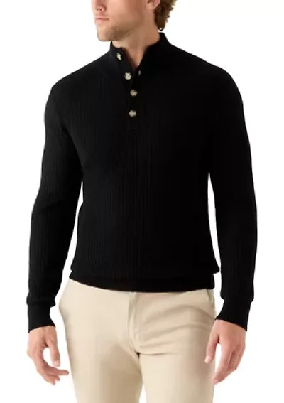 Men's Ribbed Button Neck Pullover Sweater